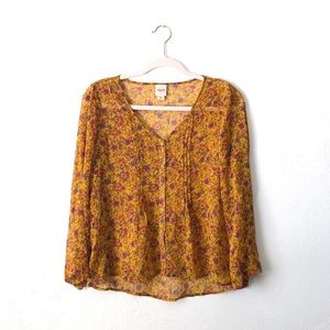 mossimo supply co sheer mustard yellow blouse